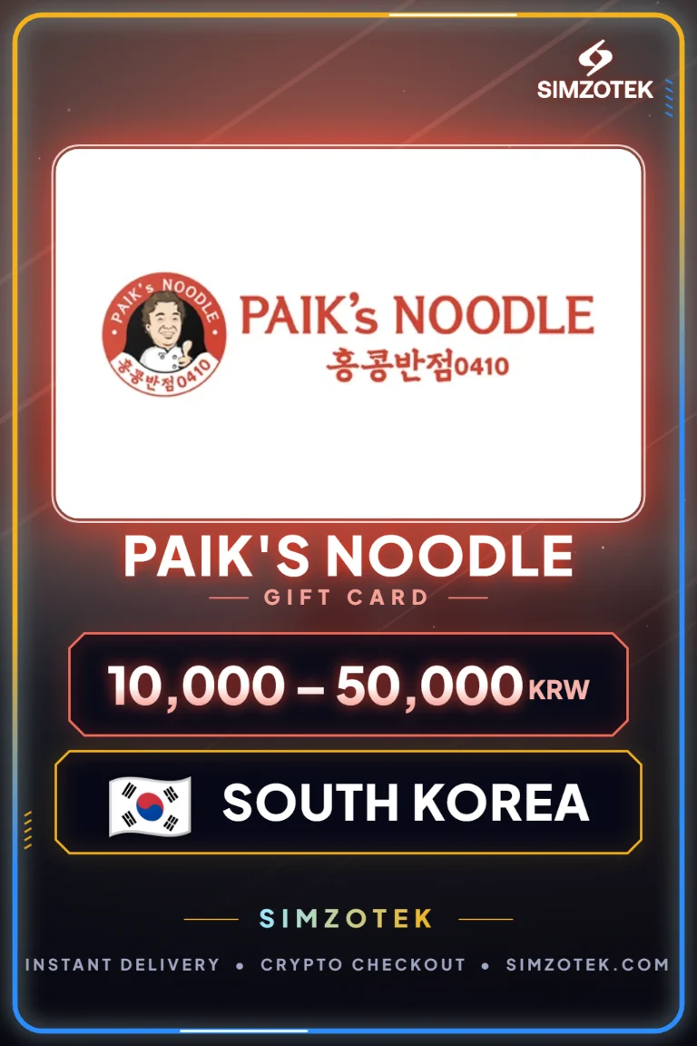 Dárková karta Paik's Noodle (Jižní Korea)